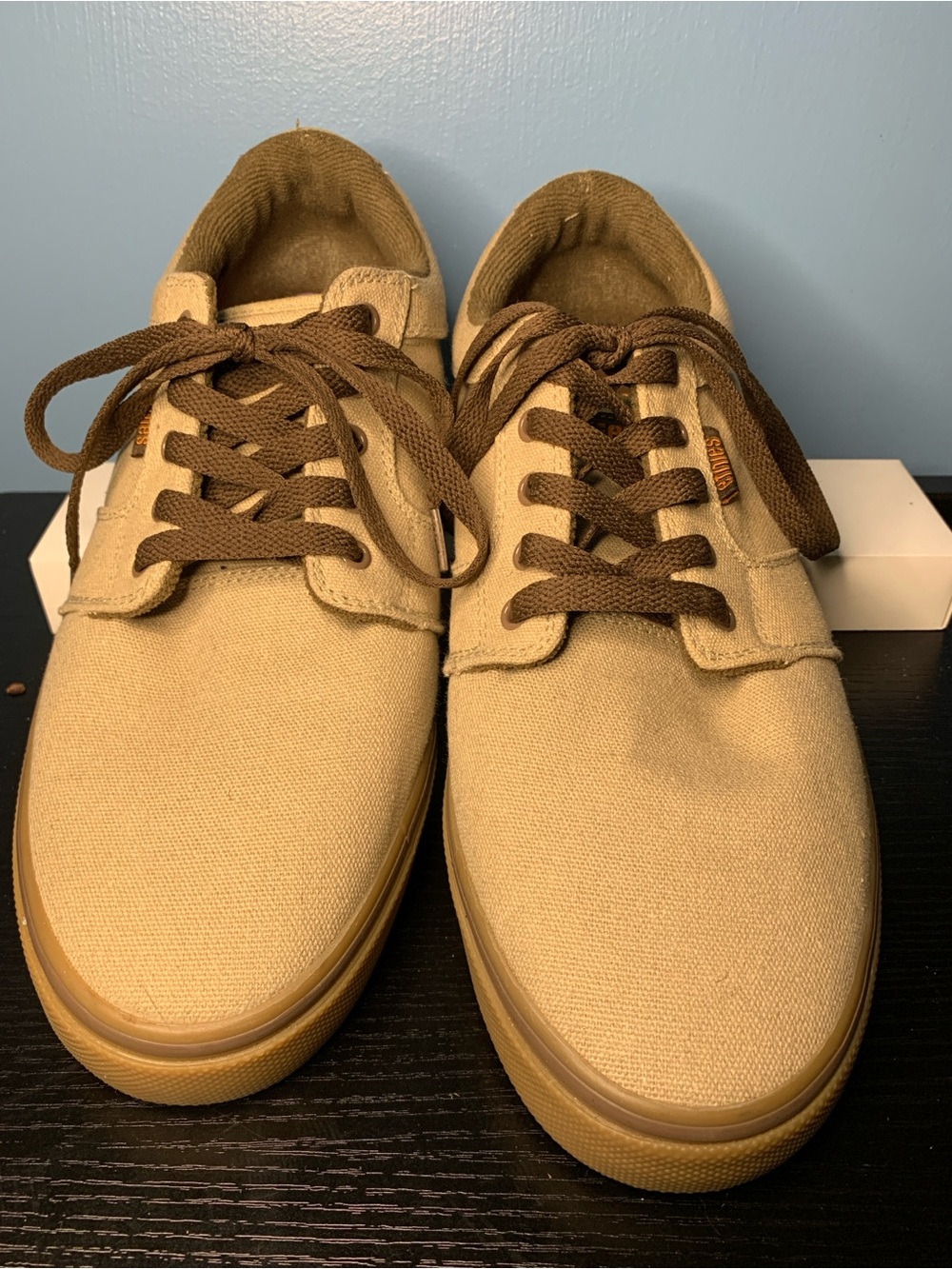 Etnies Tan Skater Lo Canvas Sneakers with Brown Laces